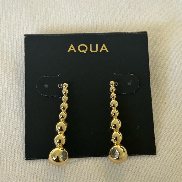 Aqua Gold Beaded Drop Earrings - Picture 1 of 4